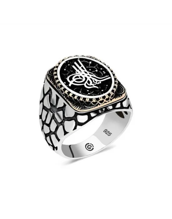 Gümüş Tuğra Oval Erkek Yüzük