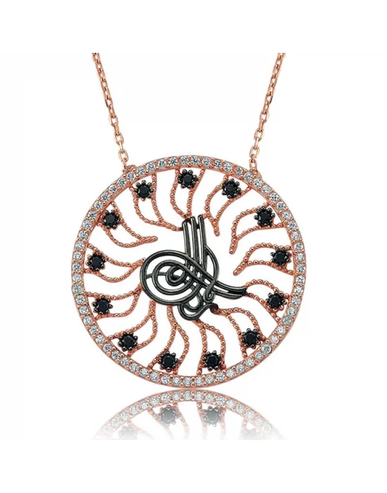 Gümüş Tuğralı Güneş Bayan Kolye