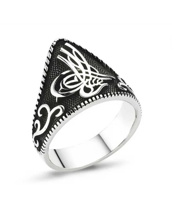 Gümüş Tuğralı Okçu Zihgir Erkek Yüzük