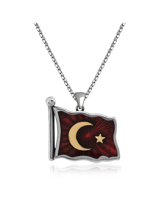Gümüş Türk Bayrağı Kolye