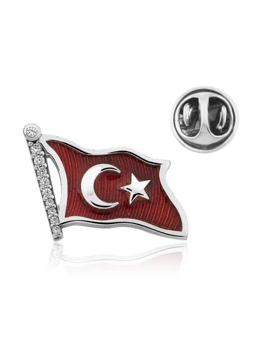 Gümüş Türk Bayrağı Rozet