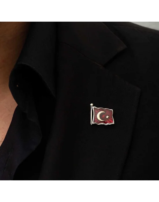 Gümüş Türk Bayrağı Rozet