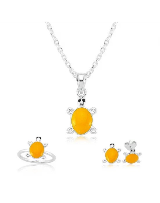 Gümüş Turuncu Kaplumbağa Çocuk Set