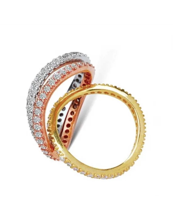 Gümüş Üç Parçalı Tam Tur Bayan Yüzük