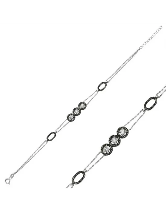 Gümüş Üç Taşlı Bayan Bileklik