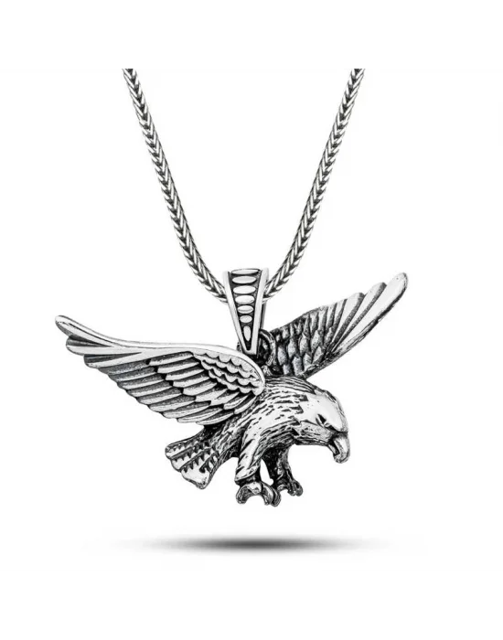 Gümüş Uçan Kartal Erkek Kolye