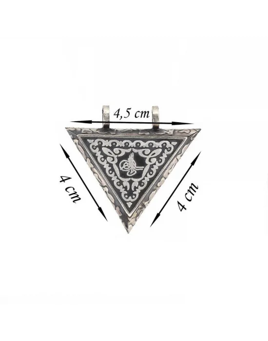 Gümüş Üçgen İçi Açılabilen Tuğra Muskalık Kolye