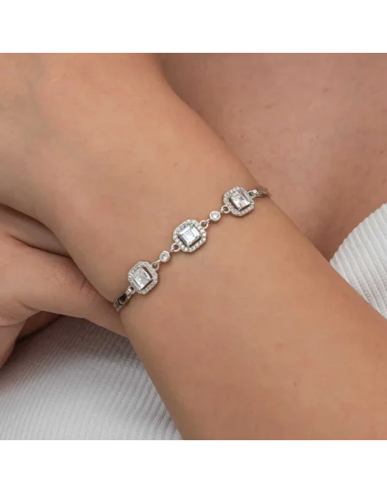 Gümüş Üçlü Kare Kadın Bileklik