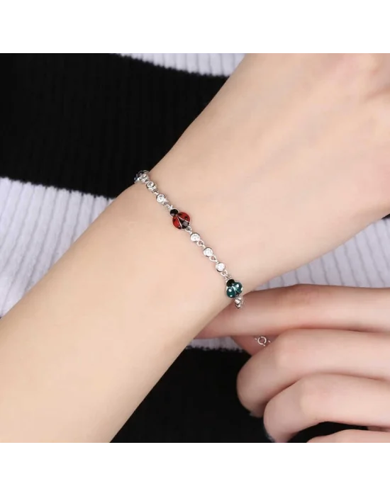 Gümüş Uğur Böceği Bayan Bileklik