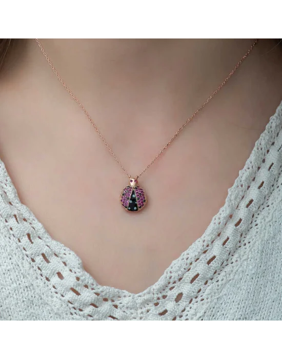 Gümüş Uğur Böceği Bayan Kolye