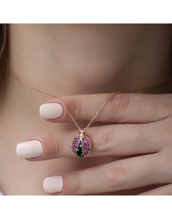 Gümüş Uğur Böceği Bayan Kolye