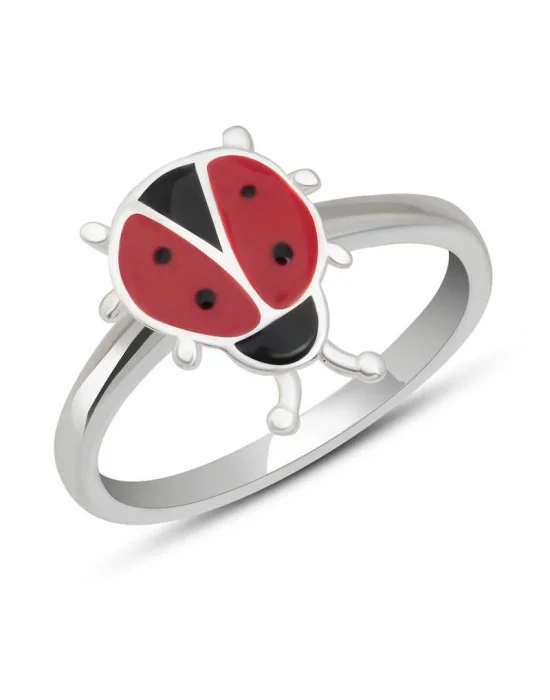 Gümüş Uğur Böceği Çocuk Kız Yüzük