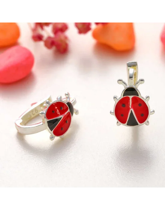 Gümüş Uğur Böceği Çocuk Küpesi