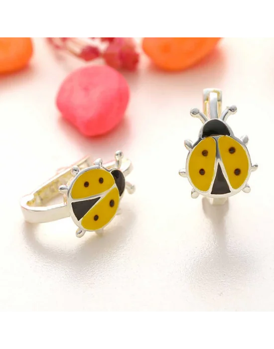 Gümüş Uğur Böceği Çocuk Küpesi