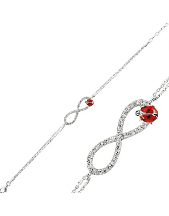 Gümüş Uğur Böceği Sonsuzluk Bayan Bileklik