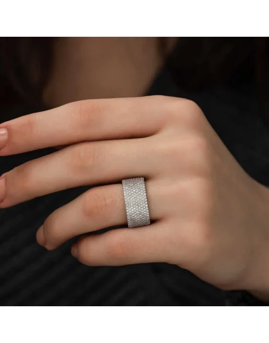 Gümüş Yarım Tamtur Bayan Yüzük