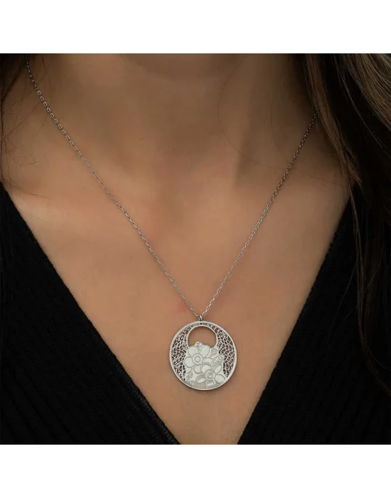Gümüş Yaşam Çiçeği Kolye