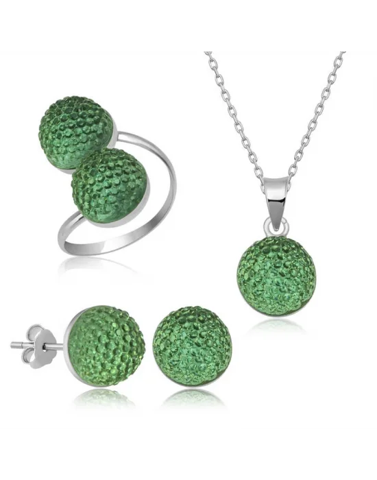 Gümüş Yeşil Kristal Kadın Set