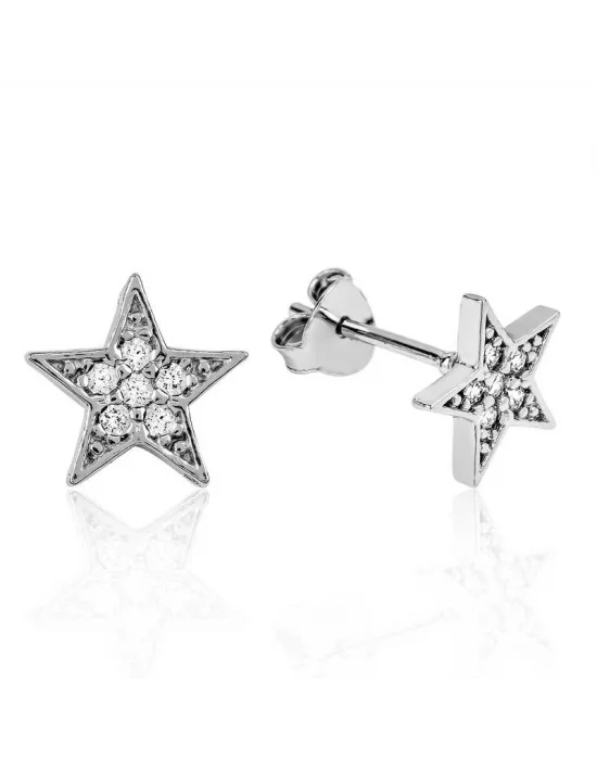 Gümüş Yıldız Çivili Küpe