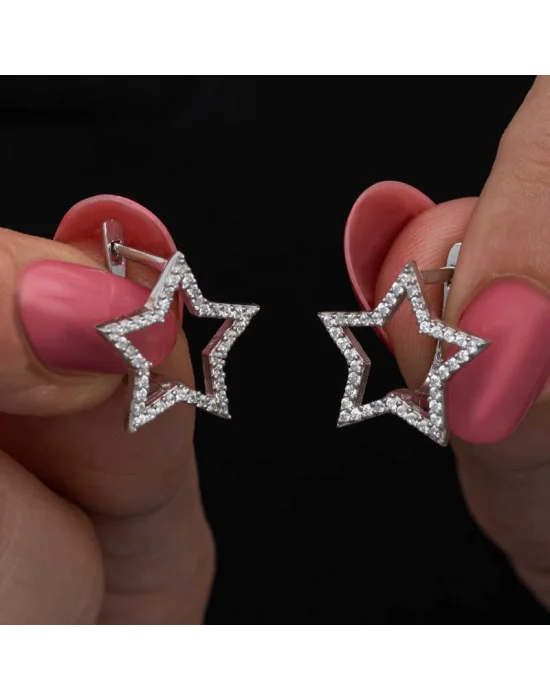 Gümüş Yıldız Kadın Küpe