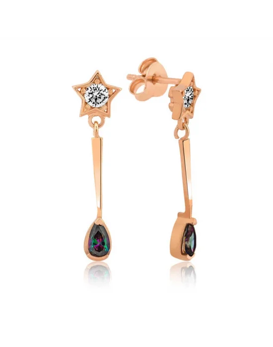 Gümüş Yıldızlı Damla Bayan Küpe