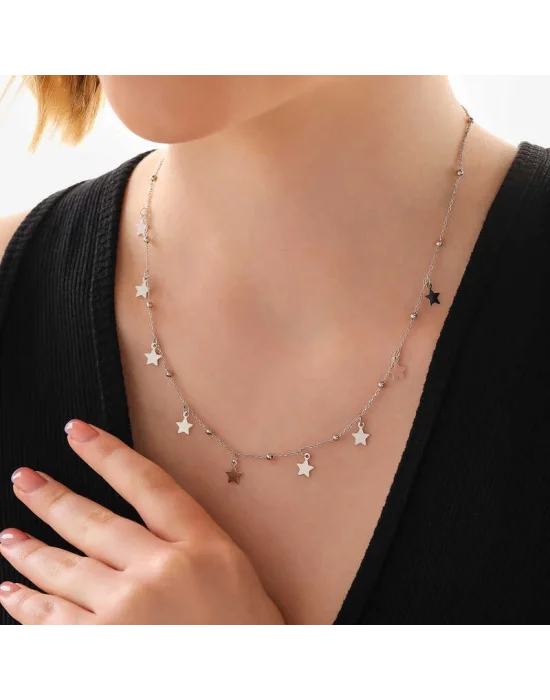 Gümüş Yıldızlı Dorika Kadın Kolye