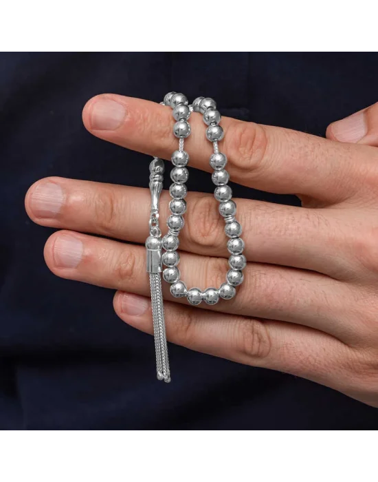 Gümüş Yuvarlak Erkek Tesbih