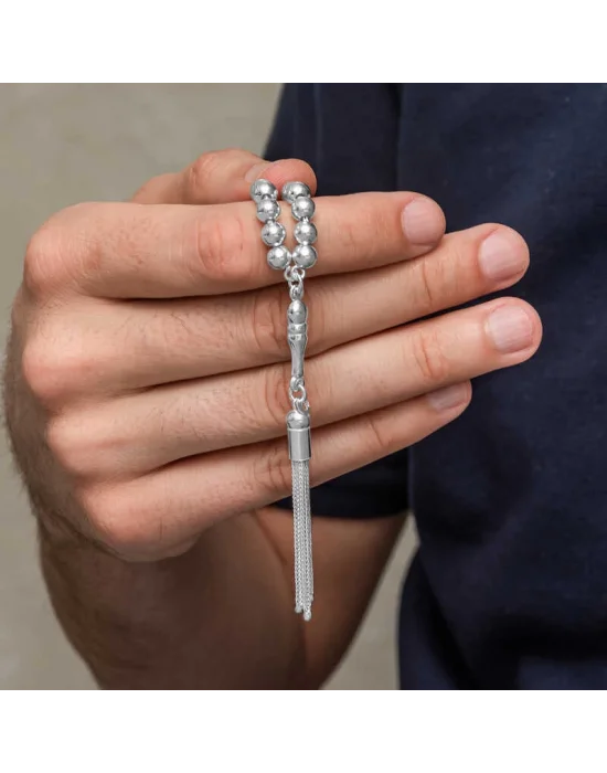 Gümüş Yuvarlak Erkek Tesbih