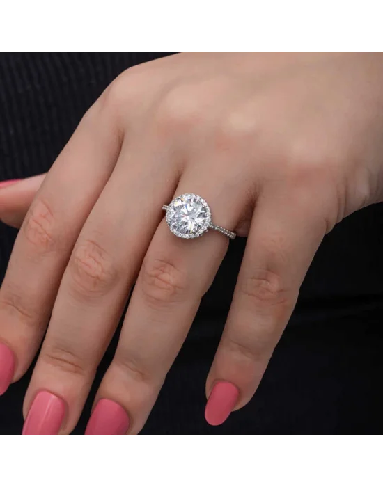 Gümüş Yuvarlak Montür Tek Taş Kadın Yüzük