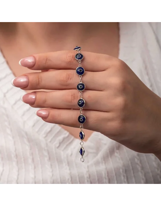 Gümüş Yuvarlak Nazar Kadın Bileklik