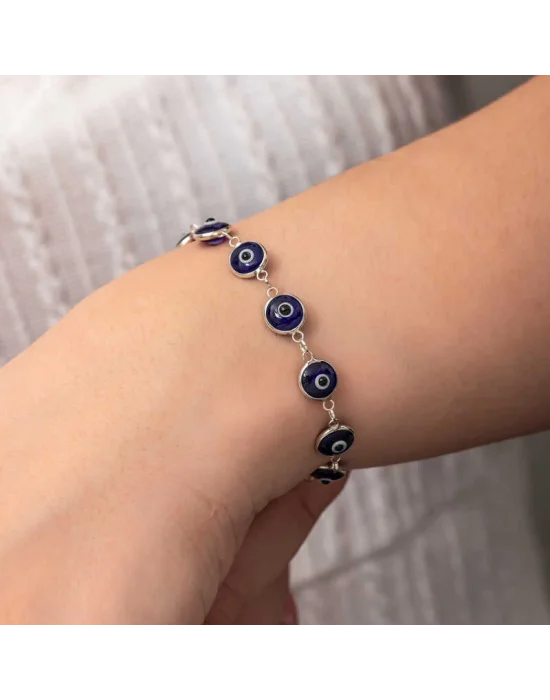 Gümüş Yuvarlak Nazar Kadın Bileklik