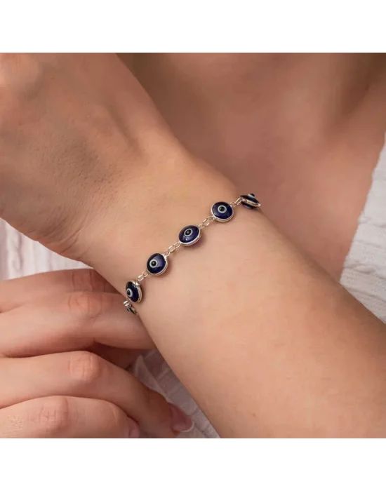 Gümüş Yuvarlak Nazar Kadın Bileklik