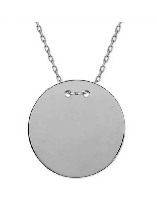 Gümüş Yuvarlak Plaka Kolye