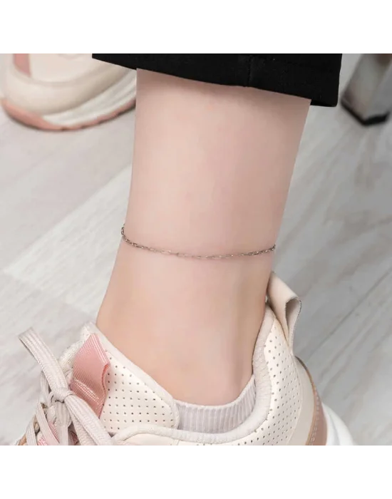 Gümüş Zincir Desenli Halhal