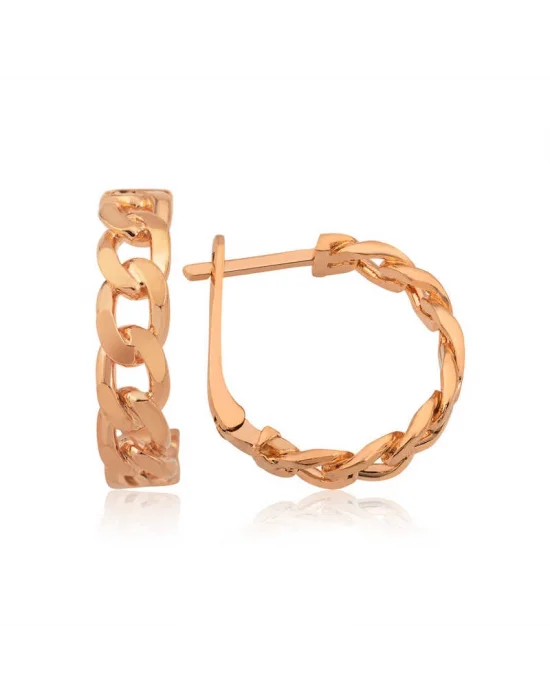 Gümüş Zincir Desenli Halka Küpe