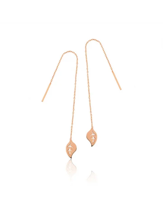 Gümüş Zincir Yaprak Küpe