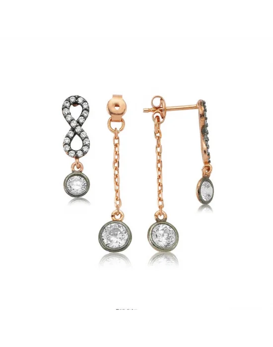 Gümüş Zincirli Sonsuzluk Bayan Küpe