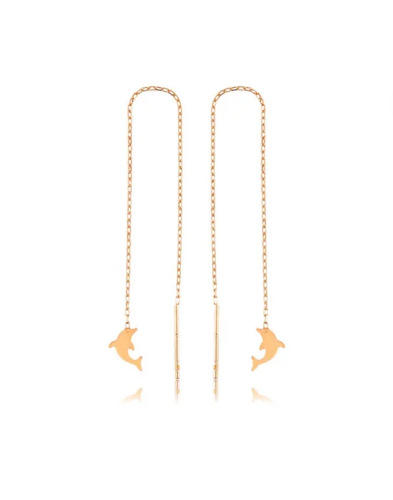 Gümüş Zincirli Yunus Balığı Küpe