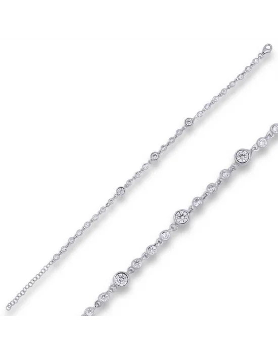 Gümüş Zirkon Taşlı Bayan Bileklik