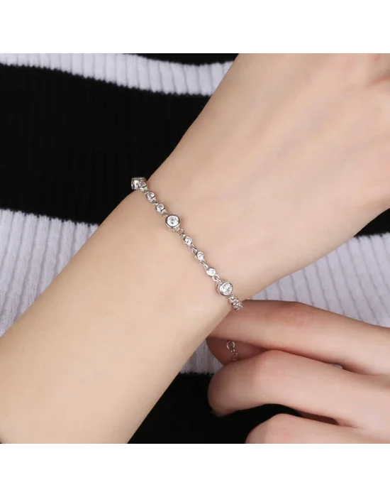 Gümüş Zirkon Taşlı Bayan Bileklik