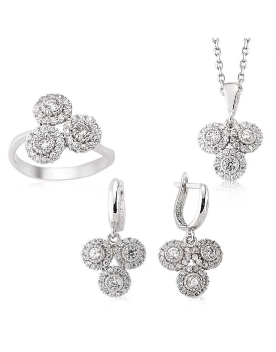 Gümüş Zirkon Taşlı Bayan Set