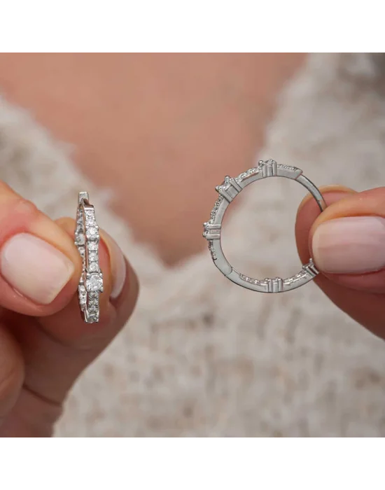 Gümüş Zirkon Taşlı Halka Kadın Küpe