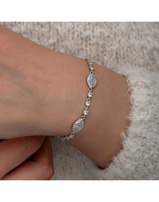 Gümüş Zirkon Taşlı Mekik Kadın Bileklik