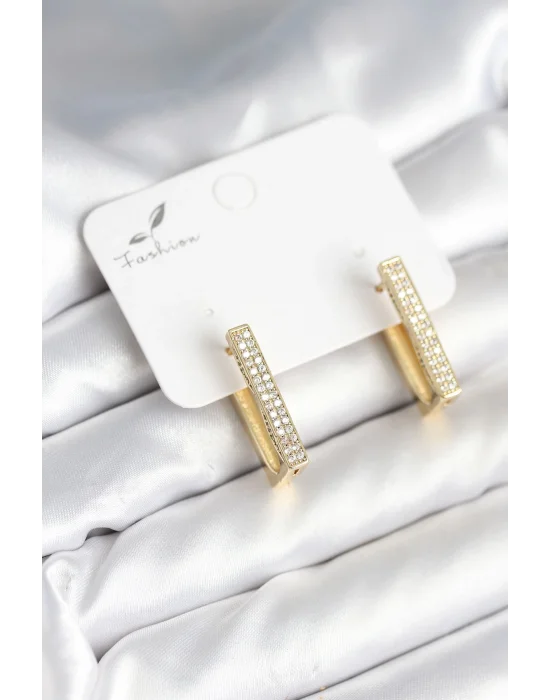 Kare Zirkon Taşlı Kadın Küpe