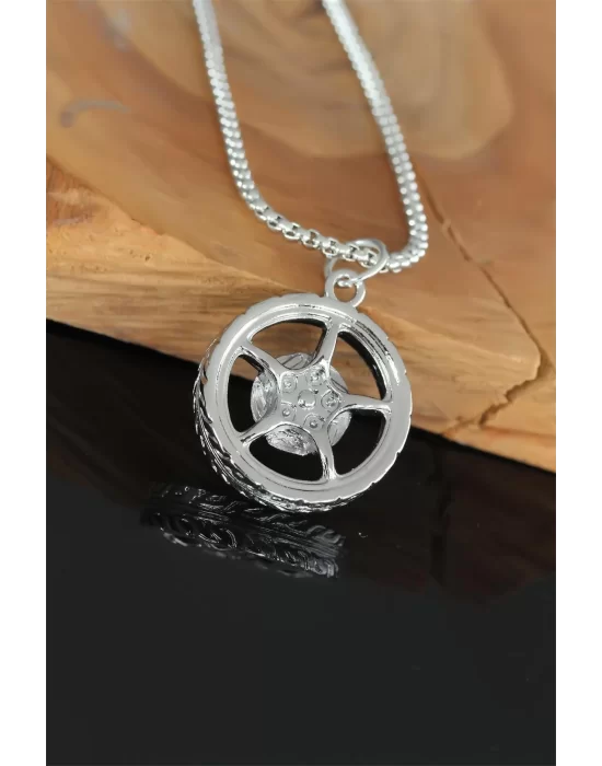 Medusa Tasarım Silver Renk Zincirli Erkek Kolye