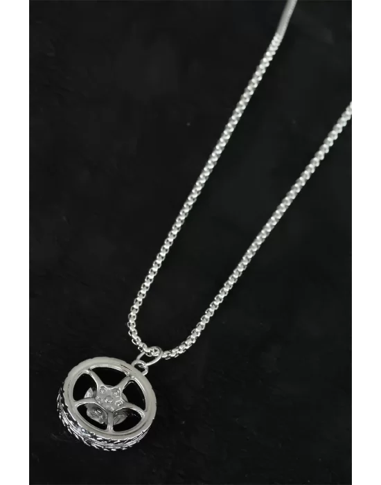 Medusa Tasarım Silver Renk Zincirli Erkek Kolye