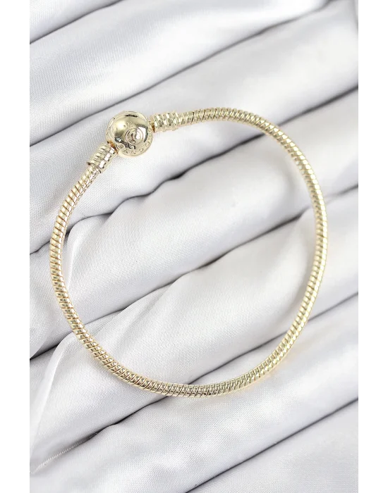 Pirinç Charm Topcuk Model Gold Renk Kadın Bileklik