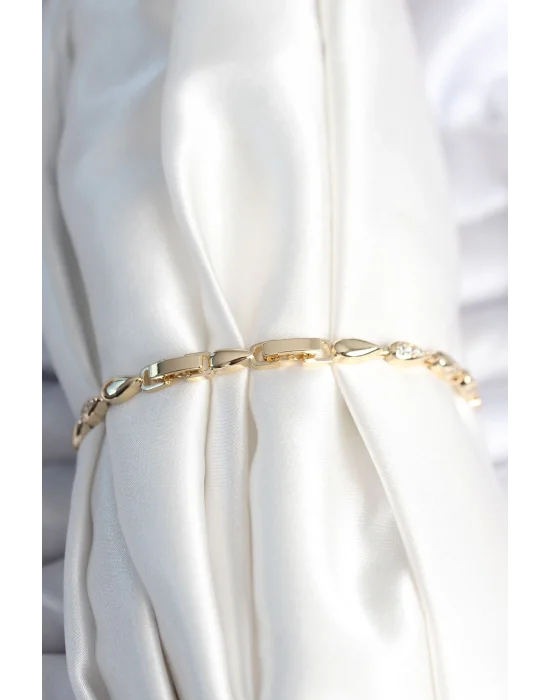 Pirinç Gold Renk Damla Model Kadın Bileklik