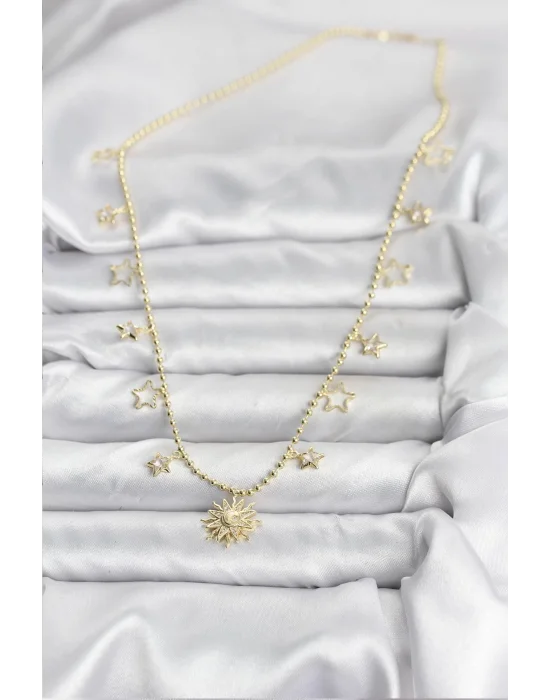 Pirinç Gold Renk Güneş Model Kadın Kolye