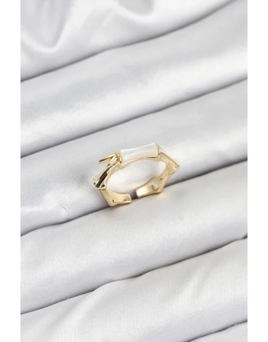 Pirinç Gold Renk Kemik Model Kadın Yüzük